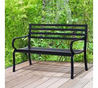 Outsunny Banc de Jardin 2 Places Design Contemporain Métal Époxy Durable 124x62x81cm Noir | Aosom France