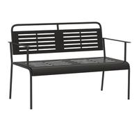 Outsunny Banc de Jardin 2 Places Design Lattes 121x64x84cm Noir | Banc de parc hydrofuge avec dossier et accoudoirs, capacité 240kg, pour jardin et terrasse.