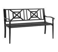 Outsunny – Banc de jardin 2 places – Banquette dossier haut acier noir 128x62,5x81,5 cm
