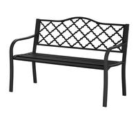 Outsunny Banc de jardin 2 places en fonte style antique avec accoudoirs et dossier, 128 x 58,5 x 89 cm, noir