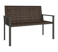 Outsunny Banc de jardin 2 places en rotin, banc d'extérieur avec rembourrage en coton à séchage rapide, causeuse de jardin en osier avec accoudoirs, cadre en acier pour terrasse, parc, marron mélangé