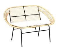 Outsunny Banc de Jardin 2 Places Style Acapulco, Banc Extérieur en Acier avec Dossier et Coussin, Banquette de Jardin pour Balcon Terrasse Patio, 126 x 72 x 83 cm, Kaki