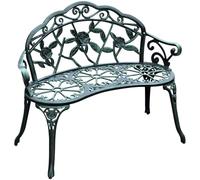 Outsunny Banc de Jardin 2 Places Style Néo-Rétro Motif Rose Vert Vieilli