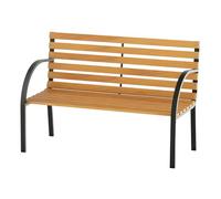 Outsunny Banc de Jardin 2 Places Style Rural Chic Assise Dossier à Lattes Bois Naturel lasuré châssis Acier époxy Noir