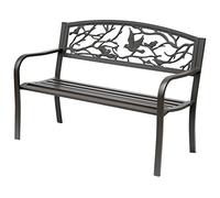 Outsunny Banc de jardin 3 places Style rural chic Métal époxy anticorrosion Brun 127 x 60 x 85 cm