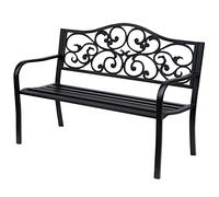Banc 3 Places De Jardin Terrasse Style Cosy Chic 127l X 60l X 89h Cm Métal Époxy Anticorrosion Noir