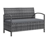 Outsunny Banc de jardin avec capacité 125L, banc de jardin 2 places en rotin PE avec rangement, coussin, banc d'extérieur en osier Loveseat avec structure en acier pour le patio, gris
