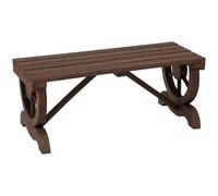 Outsunny Banc de Jardin Banc en Bois Siège à Lattes Roue Décorative Marron