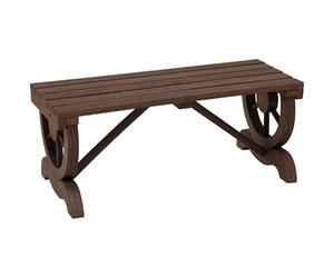 Outsunny Banc de Jardin Banc en Bois Siège à Lattes Roue Décorative Marron