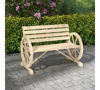 Outsunny Banc de Jardin, Design Roue de Chariot, pour 2 Personnes, Bois Naturel, 105,5 x 56 x 79 cm, Nature