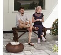 Outsunny Banc de jardin en bois avec assise à lattes, roue décorative, pour patio terrasse balcon arrière-cour, marron