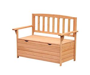 Outsunny Banc de Jardin en Bois de Sapin avec Coffre de Rangement dim. 112L x 58l x 84H cm