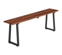 Outsunny Banc de Jardin en Bois de Sapin, Sans Dossier, Industriel, Banc d'Extérieur 2 Places à Effet Bois, Pieds trapézoïdaux en Acier, pour Patio Balcon Parc, Capacité 240 kg, 150x28x48cm, Carbonisé