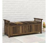 Outsunny Banc de Jardin en Bois pour Deux Personnes, Banc de Jardin Résistant aux Intempéries avec Rangement Accoudoirs 128,5 x 56 x 53,5 cm, Charbon de Bois