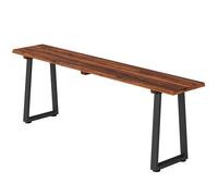 Outsunny Banc de Jardin en Bois Sans Dossier en Bois, Pieds trapézoïdaux en acier, 2 Places à Effet Bois, 150x28x48cm, Carbonisé