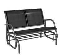 Outsunny Banc à bascule jardin 2 places – Design contemporain, ergonomique, acier textilène – Noir