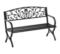 Outsunny Banc de Jardin terrasse en Acier Fonte Noir 3 Places 127 x 60 x 85 cm Charge Max 250 Kg