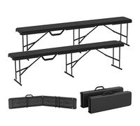 Outsunny Banc de tente pliable avec poignée de transport, pieds en métal, résistant aux intempéries, pour 2 personnes, intérieur et extérieur, charge maximale 240 kg, noir