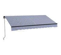 Outsunny Banne Manuel Rétractable Store pour Balcon 3 x 2,5 m Bleu et Blanc
