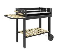 Outsunny – Barbecue à charbon 113x53,5x82,5cm double grille réglable 2 roues 2 étagères Noir