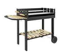 Outsunny – Barbecue à charbon 113x53,5x82,5cm double grille réglable 2 roues 2 étagères Noir