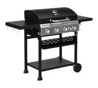 Outsunny Barbecue à gaz 4+1 Propane 12,5 kW Chariot de BBQ Roulettes Noir