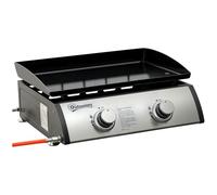 Outsunny Barbecue à gaz avec 2 brûleurs en acier inoxydable, 6 kW, barbecue de table portable avec plaque anti-adhésive pour camping, pique-nique, jardin, fête, festival