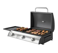 Outsunny Barbecue à Gaz de Table 3 Brûleurs Combiné Gril et Plancha avec Couvercle et Thermomètre 8,1 kW Portable Noir