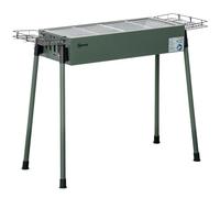 Outsunny Barbecue au charbon de bois portable, 2 grilles, pieds amovibles, 2 paniers – vert foncé