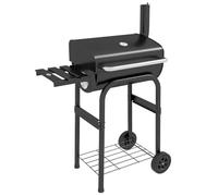 Outsunny Barbecue au charbon chariot – étagères roulettes couvercle thermomètre cheminée – noir