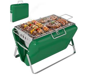 Outsunny Barbecue au Charbon de Bois Pliable, Barbecue Portable avec Poignée et Pieds Repliables, pour Jardin, Terrasse, Camping, Vert Foncé