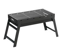 Outsunny Barbecue au charbon de bois portable pliable BBQ grill sur pieds avec bassin à charbon extractible 74L x 30l x 37H cm, noir