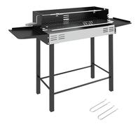Outsunny Barbecue Charbon de Bois, Gril 3 Niveaux, 118 x 32 x 90 cm, Noir