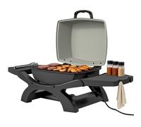 Outsunny Barbecue électrique extérieur 2300W, barbecue de table portable avec grilles émaillées, étagères latérales, noir