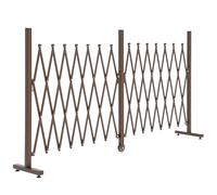 Outsunny Barrière Extensible rétractable barrière de sécurité avec Roulette 405L x 31l x 104H cm alu métal Chocolat