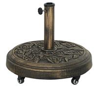 Outsunny Base de Parasol Ronde en Résine 21 kg avec Roulettes et Freins, Bronze