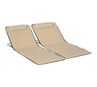 Outsunny Beach Mat Chaise Longue de Plage, allié Alliage d'acier Tissu PE Coton EPE, Beige