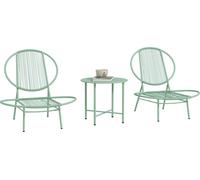 Outsunny Bistro Set 3 pièces en acier résistant aux intempéries Ensemble de meubles de jardin avec table de bistrot Chaises de jardin ergonomiques en forme de coquillage Vert