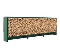 Outsunny Bois d'extérieur en métal, porte-bûches d'extérieur avec couvercle imperméable, structure réglable, porte bois surélevé, 1 m³, 300 x 36 x 99 cm, noir et vert foncé