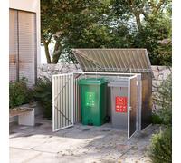 Outsunny Boîte à Ordures Poubelle Abri verrouillable pour 2 poubelles en acier 178,5 x 104,5 x 128,5/113 cm Noir
