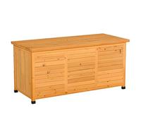 Outsunny Boîte de Jardin, boîte à Coussins, boîte de Rangement, Coffre de Jardin, résistant aux intempéries, Bois Massif, 127 x 56 x 60 cm Jaune