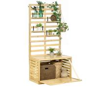Outsunny Boîte rangement treillis bois massif 80x45x160cm Naturel