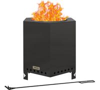 Outsunny Bol de feu, feu de table sans fumée, foyer avec tisonnier, panier de feu pour jardin, camping, terrasse, métal, noir