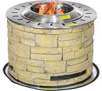 Outsunny Bol de feu, foyer, bois brûlant panier de feu de table avec tapis de protection du sol pour jardin, camping, terrasse, acier, MgO, jaune