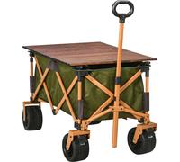 Outsunny Bollerwagen Chariot à main pliable, chariot de transport avec poignée réglable, chariot de plage, chariot de jardin avec panneau pliable, charge maximale 120 kg, vert