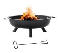 Brasero boule de feu cheminée foyer extérieur dim. 79l x 69l x 25,5h cm 2 poignées tisonnier acier noir