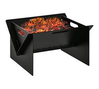 Outsunny Brasero de jardin en acier carré avec poignées, Brasero d'extérieur design noir, 50 x 45 x 30 cm