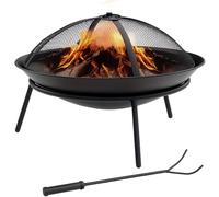 Outsunny Brasero de Jardin en métal avec Pare-étincelles et Perche à feu pour feu de Camp extérieur Terrasse Camping extérieur Ø47x33 cm Noir
