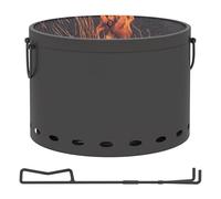 Outsunny Brasero en bois, diamètre : 38 cm, sans fumée, avec poignée, tisonnier et protection contre les étincelles, feu de table pour jardin, pique-nique, métal gris foncé