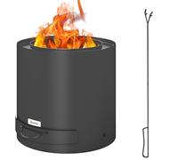 Outsunny Brasero extérieur Ø 45 cm avec bac à Cendres et tisonnier, Chauffage à Charbon de Bois pour Jardin Camp Cour, en Acier Noir